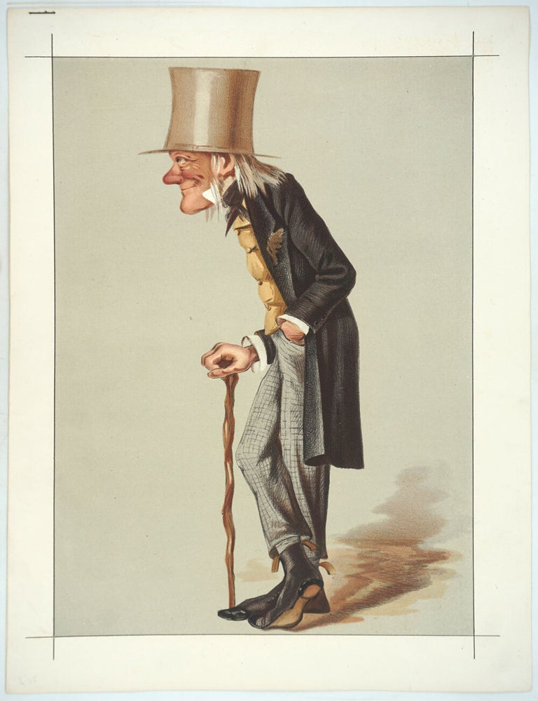 Item #27502 (Professor Owen. "Old Bones". Men of the Day. No. 57.) Chromolithographic portrait pre-letter proof. Ape. Vanity Fair.