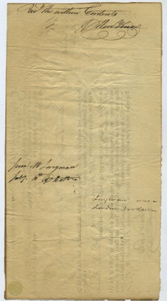 Shipping bill of lading for books from Thomas Longman, London, to the fledgling bookseller Henry Knox, signed by Knox and Capt. James Scott, a witness to the Boston Tea Party.