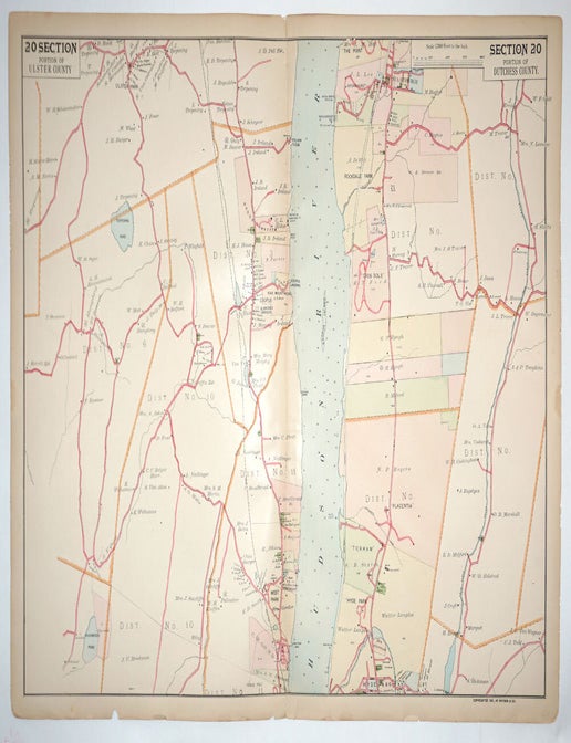 Item #27548 Portion of Ulster County (Ulster Park, Esopus, West Park)/ Portion of Dutchess County (Staatsburgh, Rockdale Farm, Hyde Park), Section 20. F. W Beers.
