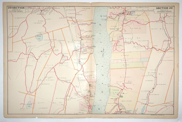 Item #27548 Portion of Ulster County (Ulster Park, Esopus, West Park)/ Portion of Dutchess County (Staatsburgh, Rockdale Farm, Hyde Park), Section 20. F. W. Beers.