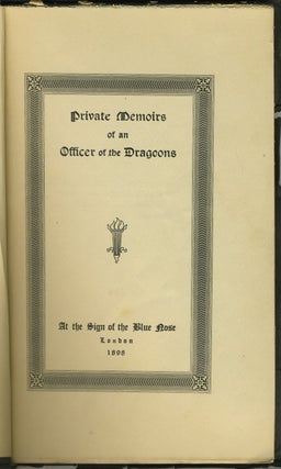 Item #27655 Private Memoirs of an Officer of Dragoons. Anon