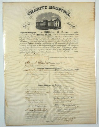 Item #27701 Charity Hospital City of New York Medical diploma for R.N. Giles 1884. Medicine, New...