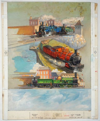 Item #27738 Australian Locomotives, hand painted art for book or magazine. Railroad, Australia