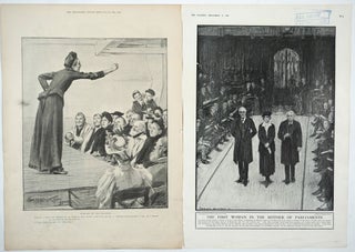 A collection of Suffragette "Votes for Women" clipped newspaper illustrations, English and French.