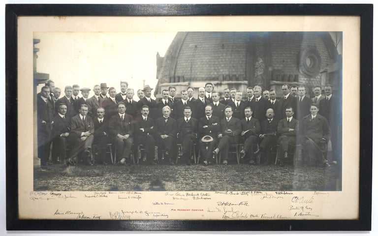 Item #27795 Photograph of some members of the Commission for the Relief of Belgium, including Herbert Hoover, a group photograph taken at Princeton. Herbert Hoover, Commission for Relief in Belgian, Princeton.