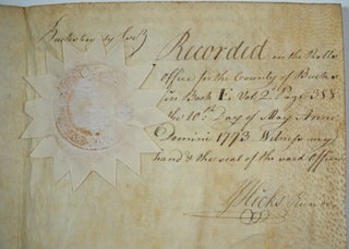 Pennsylvania Land Deed, parchment with wax seal signed.