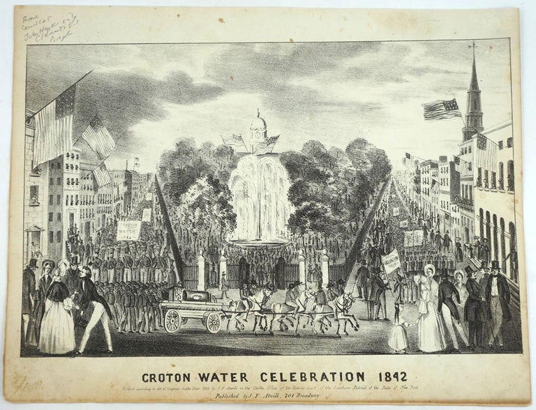 Item #27819 Croton Water Celebration 1842, Pictorial covered sheet music. George Pope Morris, Sidney Pearson, music arr.