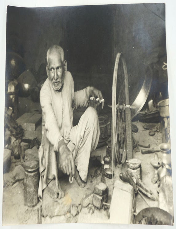 Item #27846 Tin smith, photograph. Photograph, Trades.