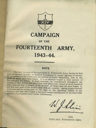 Campaign of the Fourteenth Army, 1943-44 [and 1944-45].