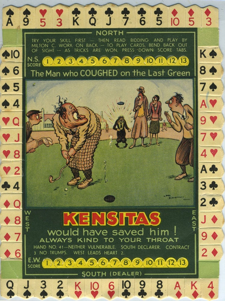 Item #27869 The Man who COUGHED on the Last Green. KENSITAS would have saved him! Tobacco, Henry M. Bateman.