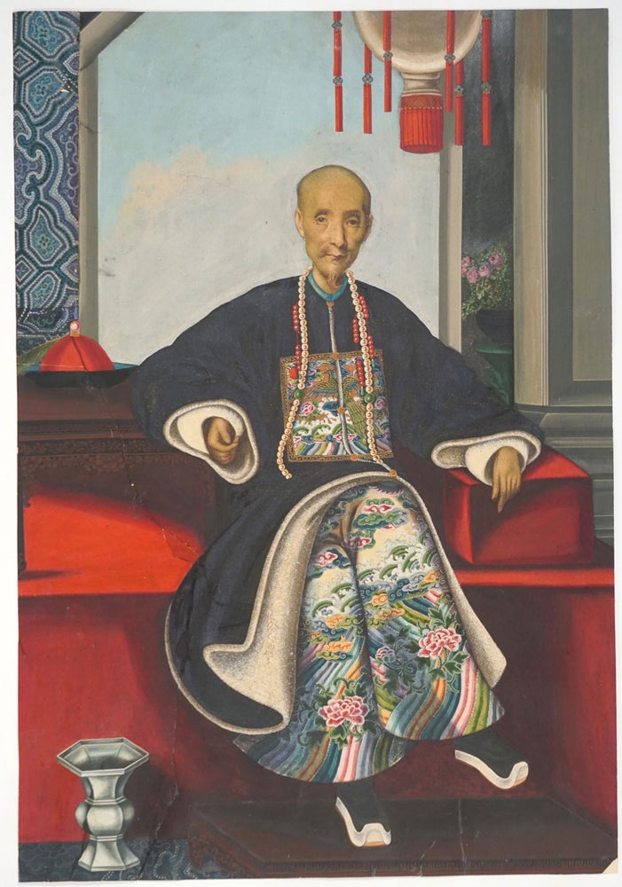 Item #27889 Houqua. A Chinese Merchant. A Chinese trade painting, portrait. Lamqua after George Chinnery, attributed to.