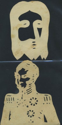 Item #27921 Silhouettes cut outs of Jesus and an American Military Figure. Silhouettes, 19th Century