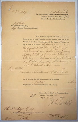 Item #27944 John Franklin autograph, signed in Tasmania while Lieutenant Governor. John Franklin,...