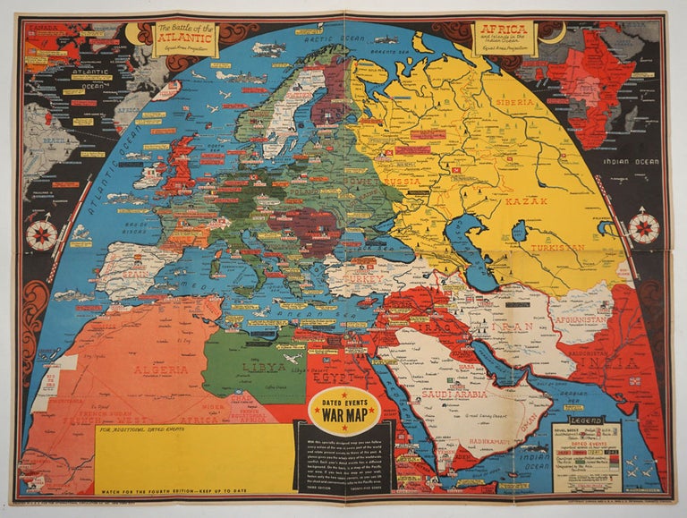 Item #27955 W.W.II Events War Map. WWII, Map.