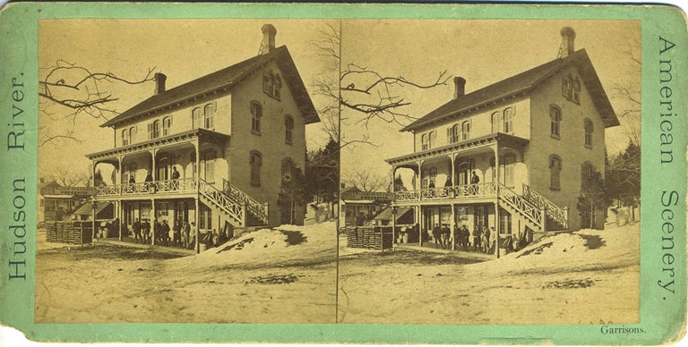 Item #27982 Garrisons. ["The Golden Eagle" with its occupants on the verandah]. Stereoview, Garrison NY, West Point.