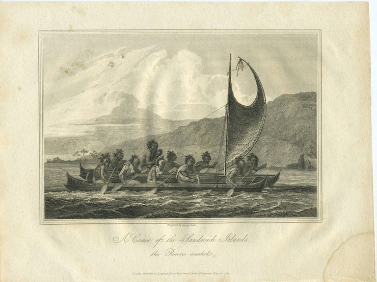 Item #28018 A Canoe of the Sandwich Islands, the Rowers masked. George Cooke, Capt. Cook, Hawaii.