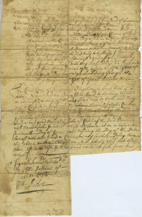 Item #28047 1731 Massachusetts Bay Colony Debt Agreement. Massachusetts Bay Colony Deed