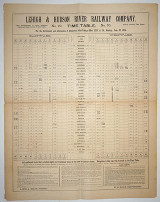 Item #28062 Lehigh & Hudson River Railway Company, timetable No. 70. Railroad timetable