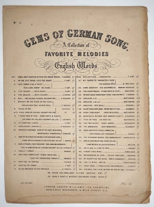 Item #28067 'Adelaide', Gems of German Song, A Collection of Favorite Melodies with English...