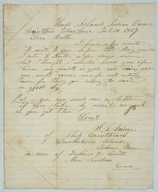 Item #28136 Manuscript letter from Jacob Small Sawyer of Maine, a sealer on Heard Island in 1857....