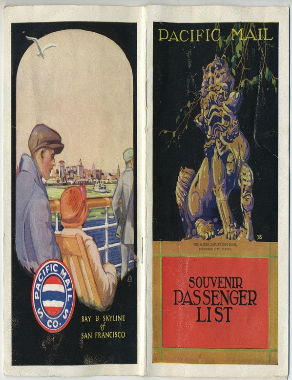 Item #28225 Souvenir Passenger List on the SS President Taft, Voyage 12. Pacific Mail Steamship Company.