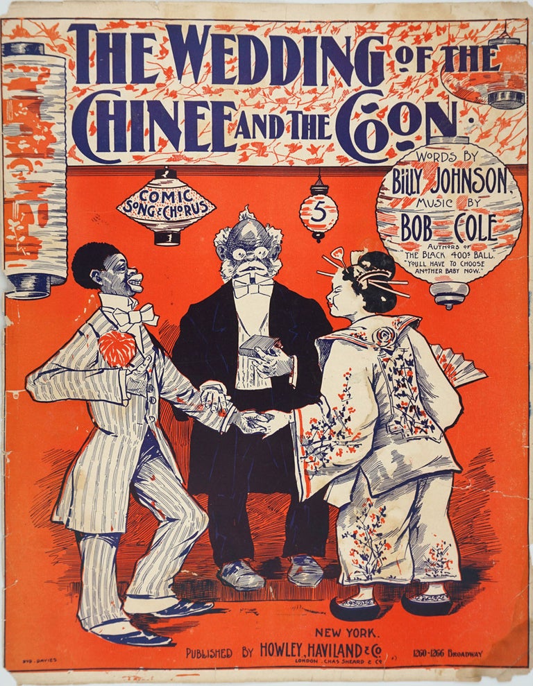 Item #28241 The Wedding of the Chinee and the Coon, sheet music cover art. Music, Racism, Billy Johnson, Bob Cole.