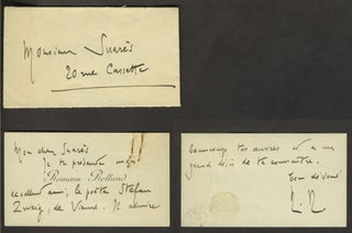 Item #28257 Romain Rolland calling card. Romain Rolland, 1866 - 1944