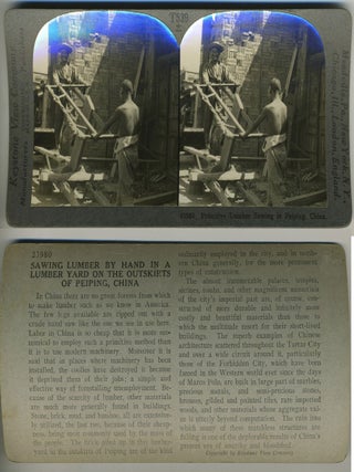 Item #28266 Primitive Lumber Sawing in Peiping, China. China, Photography
