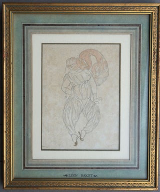 Item #28307 Bakst drawing of a woman dancing, possibly for Ballet Russes production of...