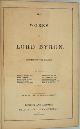 The Works of Lord Byron. Complete in One Volume.