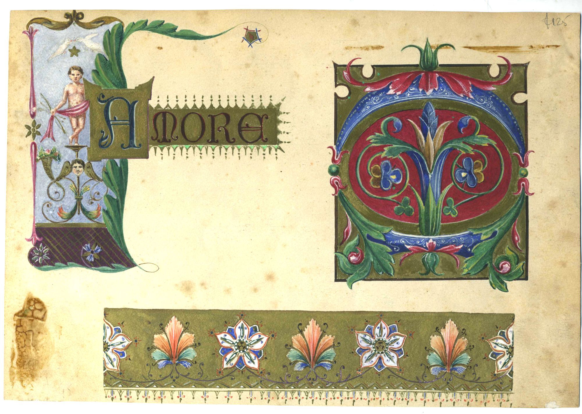 Fancy Renaissance Script Original Art in the style of Renaisance Illuminated Manuscript ...