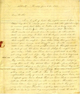 Item #28423 ALS letter to Myron Barrett from his sister in Northeast, Vermont- farming, sickness,...