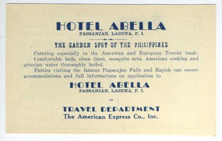 Item #28439 Hotel Abella, Pagsanjan, Laguna Philippine Islands. Hand bill. Philippines