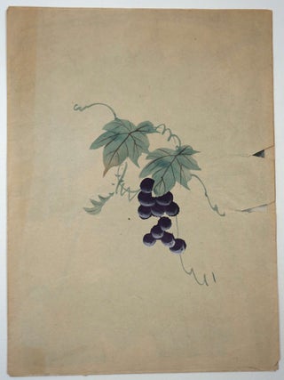 Hand painted Silk Table Cloth with - grapes, leaves.