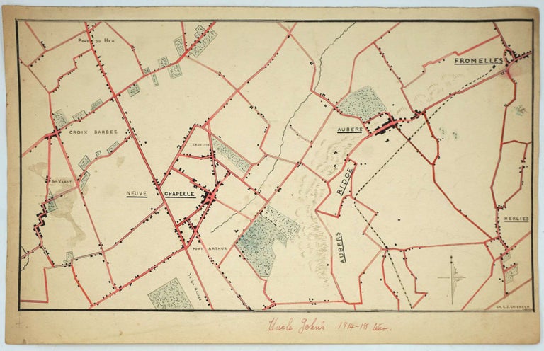 Item #29175 "Uncle John's War", 3 manuscript maps of WWI French battle sites. Cpl. E. J Chisholm.