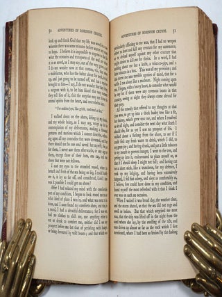 Romances and Narratives by Daniel Defoe in 16 volumes.