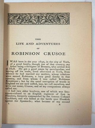 Romances and Narratives by Daniel Defoe in 16 volumes.