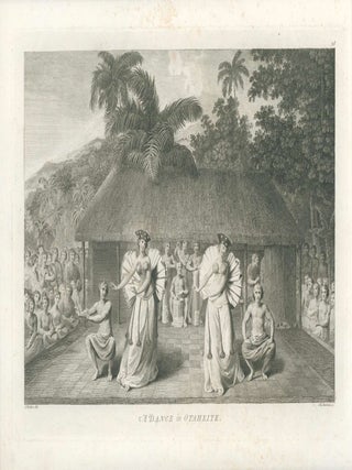 5 images from the Pacific Islands from James Cook's folio atlas of the Third Voyage including A View at Anamooka; The Reception of Captain Cook in Hapaee; A Human Sacrifice in a Morai in Otaheite; A Dance in Otaheite; A View of Huaheine by John Webber.
