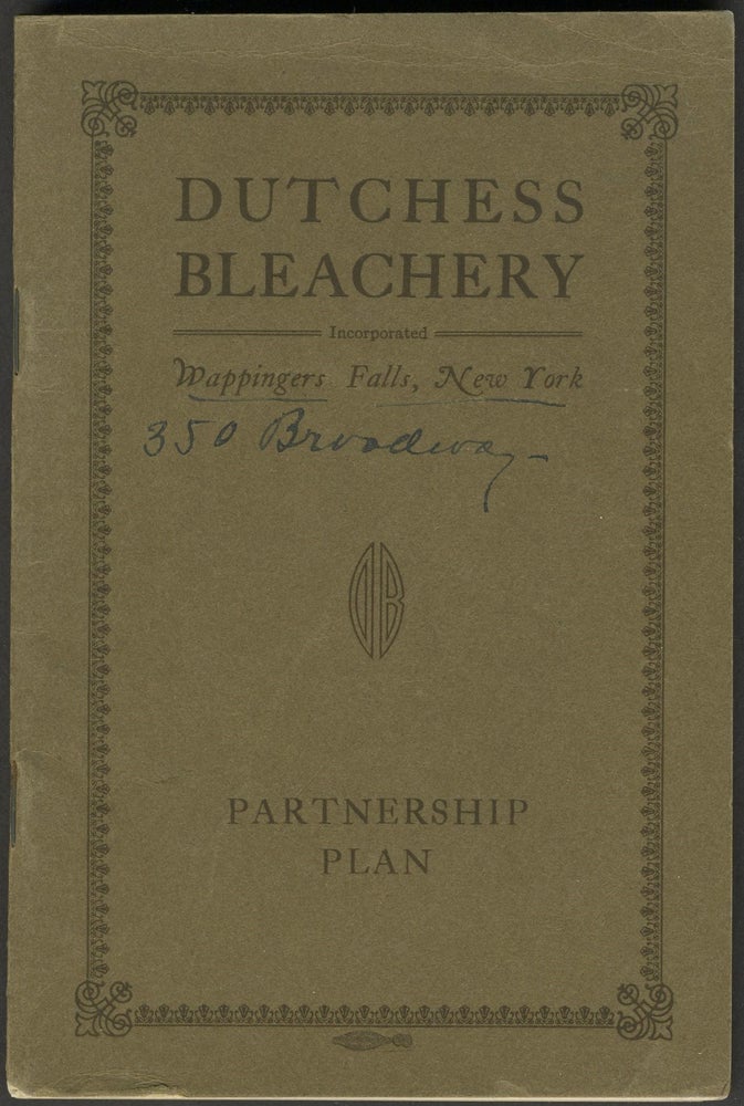Item #3615 Handbook of the Partnership Plan, Dutchess Bleachery, Inc. Wappingers Falls NY. Cynthia Wielgos.