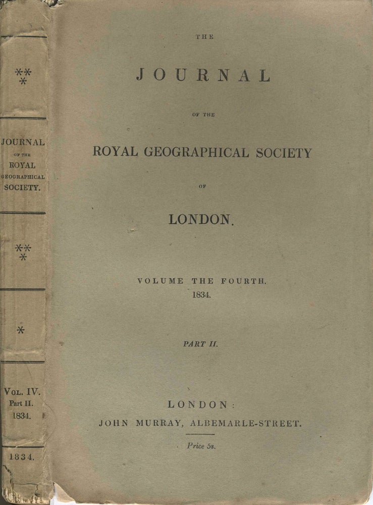 Item #3821 Geographical Memoir of Melville Island and Port Essington on the Cobourg Peninsula Northern Australia; observations on the Settlements established on the North Coast of New Holland, in The Journal of the Royal Geographical Society of London 1834.