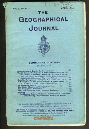 Item #5089 Royal Geographical Society Monthly issue for April 1914 with Griffith Taylor's Sketch...