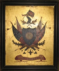 Item #5521 Collection of items from the widow of Captain Cook; Dance portrait of Cook, a painting of the Cook family crest and provenance with American connections. James Cook.