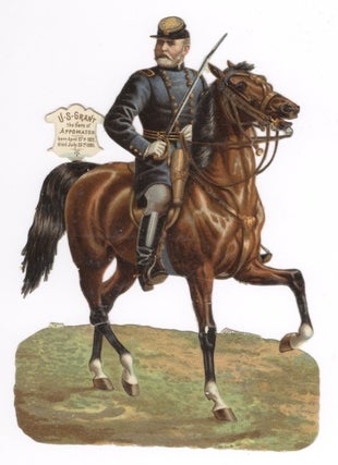 Item #7280 Victorian Paper Scrap of Grant on Horseback. Ulysses S. Grant