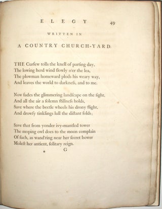 Poems by Mr. Gray. Including the 'Elegy Written in a Country Churchyard'.