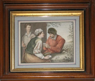 Item #8052 Card Players. Water color painting signed "Robert Theer 1847" Robert Theer
