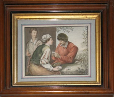 Item #8052 Card Players. Water color painting signed "Robert Theer 1847" Robert Theer.
