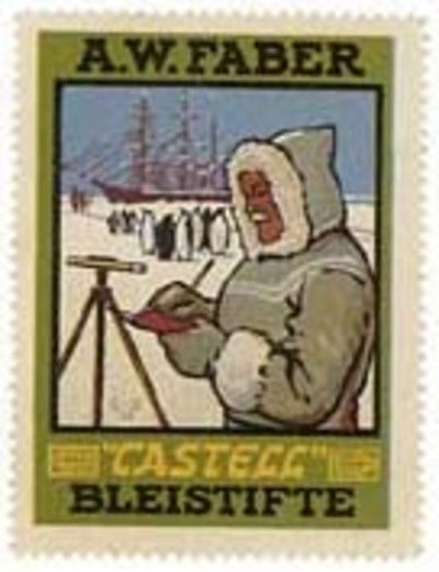 Item #8150 World Poster Stamp, most likely advertising Amundsen's expedition. Roald Amundsen.