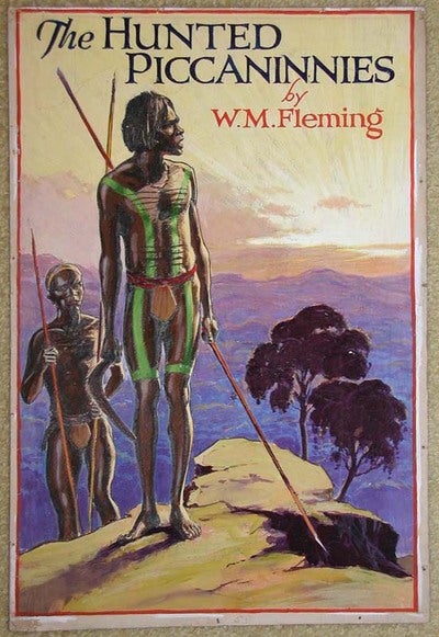 Item #8203 The Hunted Piccaninnies, original book cover art work. W. M. Fleming.
