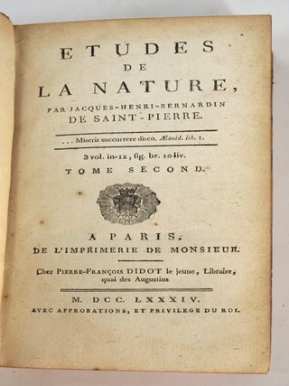 Etudes de la Nature [with map of Cook's Voyages].