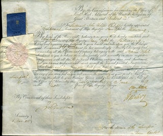 Item #9135 Naval Commission with the signatures of Sir John Barrow, and Sir Charles Adam and Sir...